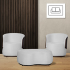 Kit 2 Poltronas Decorativas E 1 Puff Grande Design Orgânico B