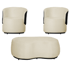 Kit 2 Poltronas Decorativas E 1 Puff Grande Estilo Orgânico B