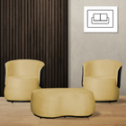 Kit 2 Poltronas Decorativas E 1 Puff Grande Estilo Orgânico B