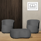 Kit 2 Poltronas Decorativas E 1 Puff Grande Estilo Orgânico B