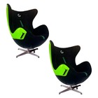Kit 2 Poltronas Decorativas Egg Chair Aventador Verde/preto G