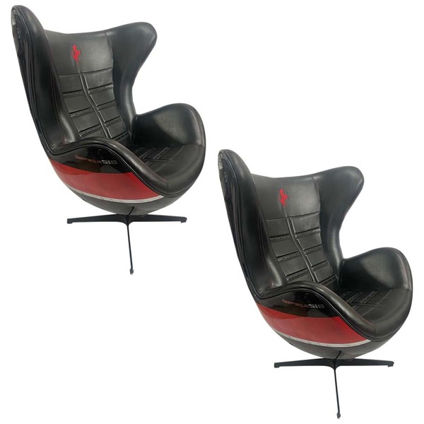 Kit 2 Poltronas Decorativas Egg Chair B12 Super Preto/vermelh