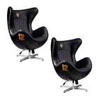 Kit 2 Poltronas Decorativas Egg Chair Lotus Nº 12 Preta G53 -