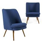 Kit 2 Poltronas Decorativas Em Algodão Jeans Com Pé Palito Áq