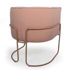 Kit 2 Poltronas Decorativas Em Algodão Rosa Pés De Metal Cobr