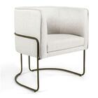 Kit 2 Poltronas Decorativas Em Linho Off White Pés De Metal C