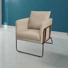 Kit 2 Poltronas Decorativas Gales Base Em Aço Veludo Bege G33