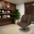 Kit 2 Poltronas Decorativas Giratória Champagne Dortmund Pu C