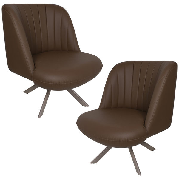 Kit 2 Poltronas Decorativas Giratória Champagne Dortmund Pu C