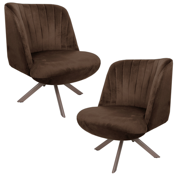 Kit 2 Poltronas Decorativas Giratória Champagne Dortmund Velu