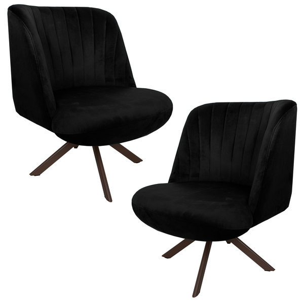 Kit 2 Poltronas Decorativas Giratória Chocolate Dortmund Velu