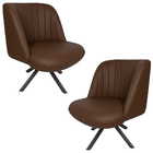 Kit 2 Poltronas Decorativas Giratória Grafite Dortmund Pu Cas