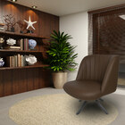 Kit 2 Poltronas Decorativas Giratória Grafite Dortmund Pu Cas