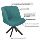 Kit 2 Poltronas Decorativas Giratória Preto Dortmund Algodão/