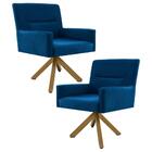 Kit 2 Poltronas Decorativas Giratórias Base Giromad Madeira A
