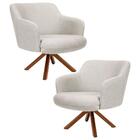 Kit 2 Poltronas Decorativas Giratórias Base Giromad Madeira J