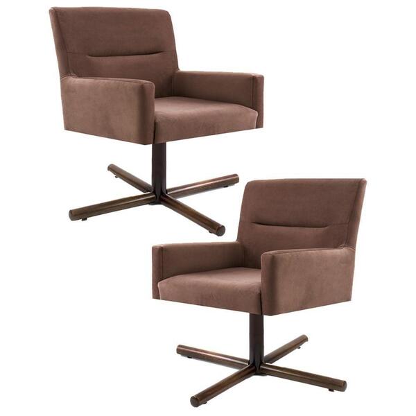 Kit 2 Poltronas Decorativas Giratórias Base Xis Madeira Angel