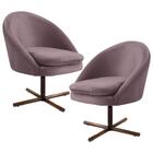 Kit 2 Poltronas Decorativas Giratórias Base Xis Madeira Rafa