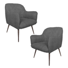 Kit 2 Poltronas Decorativas Hannah Pés Chocolate Palito Velud