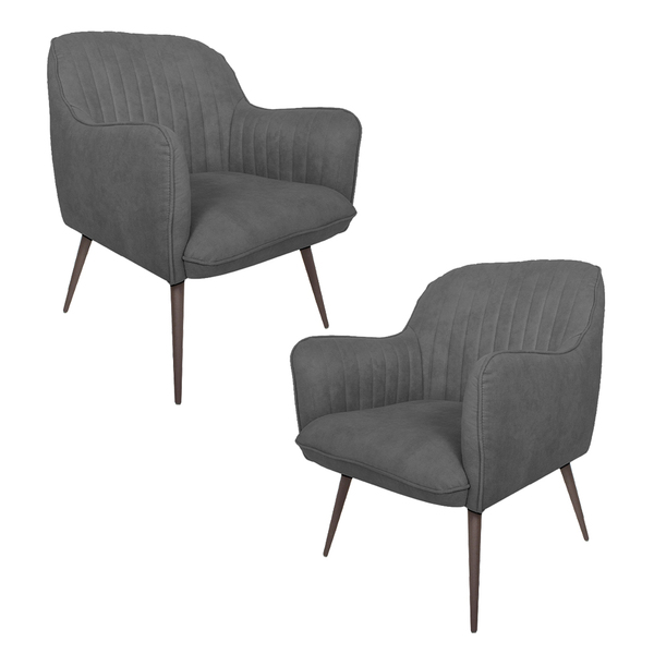 Kit 2 Poltronas Decorativas Hannah Pés Chocolate Palito Velud