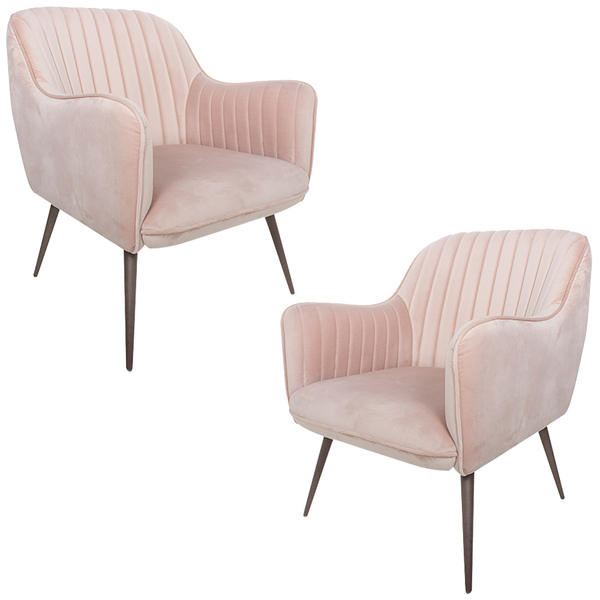 Kit 2 Poltronas Decorativas Hannah Pés Chocolate Palito Velud