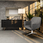 Kit 2 Poltronas Decorativas Hannah Pés Evo Polido Veludo Cinz