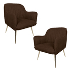 Kit 2 Poltronas Decorativas Hannah Pés Gold Palito Veludo Mar