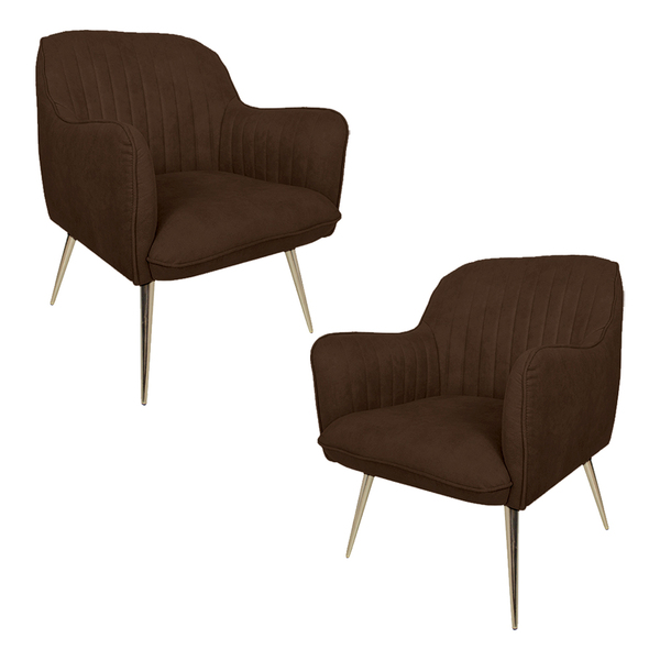 Kit 2 Poltronas Decorativas Hannah Pés Gold Palito Veludo Mar