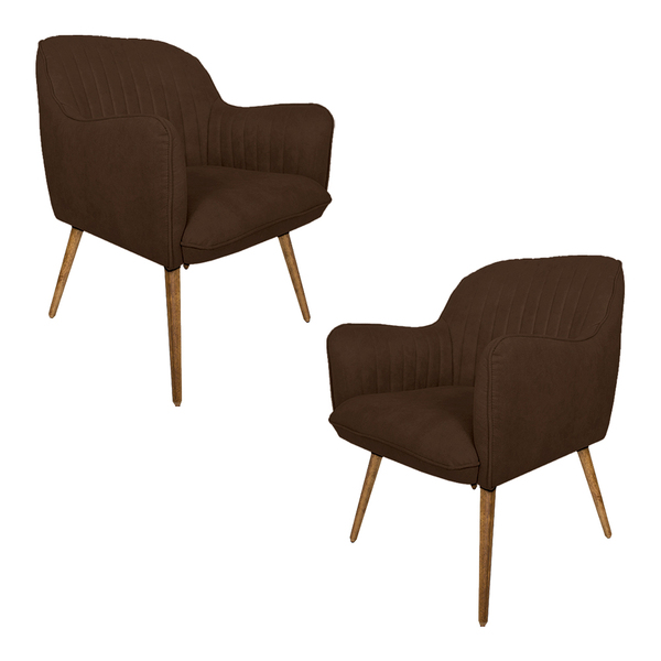 Kit 2 Poltronas Decorativas Hannah Pés Madeira Palito Veludo