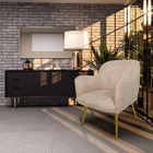 Kit 2 Poltronas Decorativas Hannah Pés Palito Gold Pet Bege G