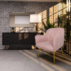 Kit 2 Poltronas Decorativas Hannah Pés Palito Gold Pet Rosa G