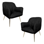 Kit 2 Poltronas Decorativas Hannah Pés Palito Gold Veludo Pre