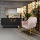 Kit 2 Poltronas Decorativas Hannah Pés Palito Gold Veludo Ros