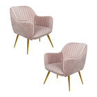 Kit 2 Poltronas Decorativas Hannah Pés Palito Gold Veludo Ros