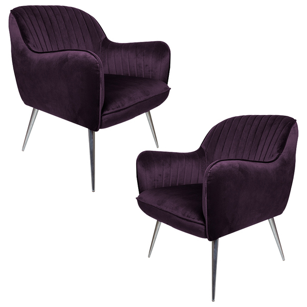 Kit 2 Poltronas Decorativas Hannah Pés Palito Polido Veludo A