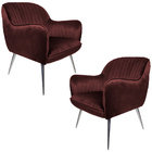 Kit 2 Poltronas Decorativas Hannah Pés Palito Polido Veludo M