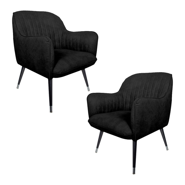 Kit 2 Poltronas Decorativas Hannah Pés Ponteira Cromada Velud