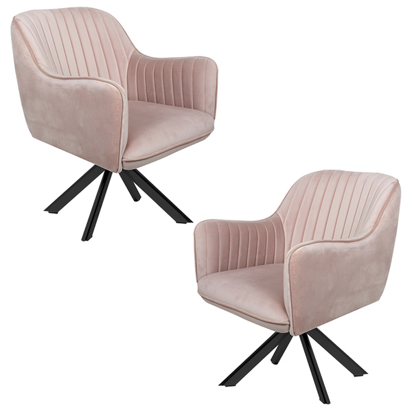 Kit 2 Poltronas Decorativas Hannah Pés Preto Giratório Veludo