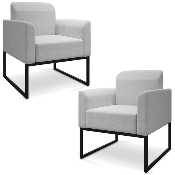 Kit 2 Poltronas Decorativas Isabella Base Industrial Linho Ci