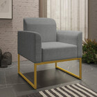 Kit 2 Poltronas Decorativas Isabella Base Industrial Linho Gr