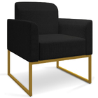 Kit 2 Poltronas Decorativas Isabella Base Industrial Linho Pr