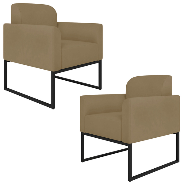 Kit 2 Poltronas Decorativas Isabella Base Industrial Suede Nu
