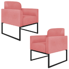 Kit 2 Poltronas Decorativas Isabella Base Industrial Suede Ro