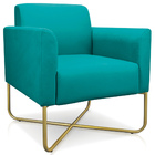 Kit 2 Poltronas Decorativas Isabella Base X Suede Azul Turque