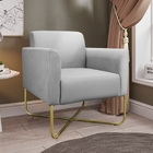 Kit 2 Poltronas Decorativas Isabella Base X Suede Cinza/doura