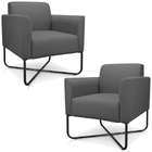 Kit 2 Poltronas Decorativas Isabella Base X Suede Grafite/pre