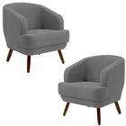 Kit 2 Poltronas Decorativas Jericó Pés De Madeira Veludo Graf