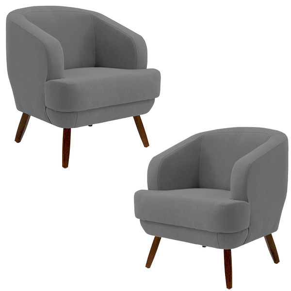 Kit 2 Poltronas Decorativas Jericó Pés De Madeira Veludo Graf