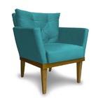 Kit 2 Poltronas Decorativas Julia Suede Azul Turquesa - Meu L