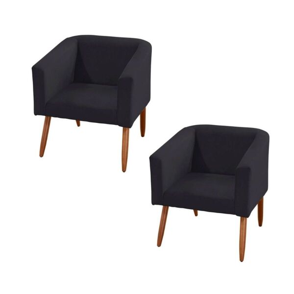 Kit 2 Poltronas Decorativas Juliane Corano Preto